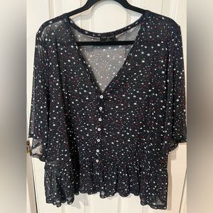 Lane Bryant shear blouse Navy with red/white stars